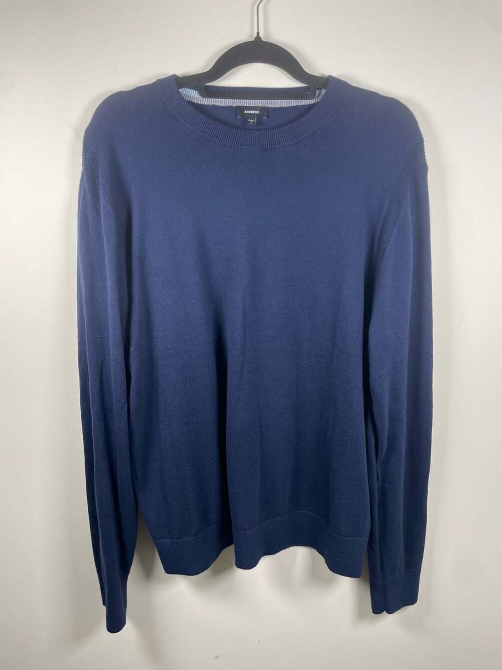 Express Men's Navy Blue Cotton Blend Lightweight Crewneck Sweater Size L